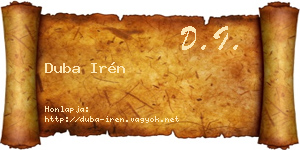 Duba Irén névjegykártya